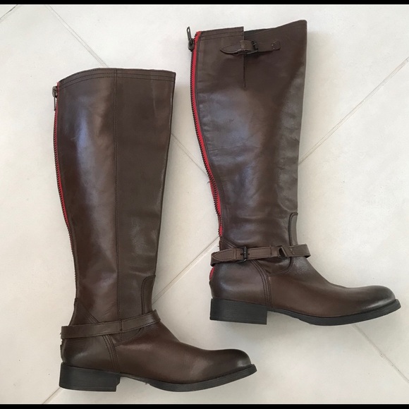 back zip knee high boots